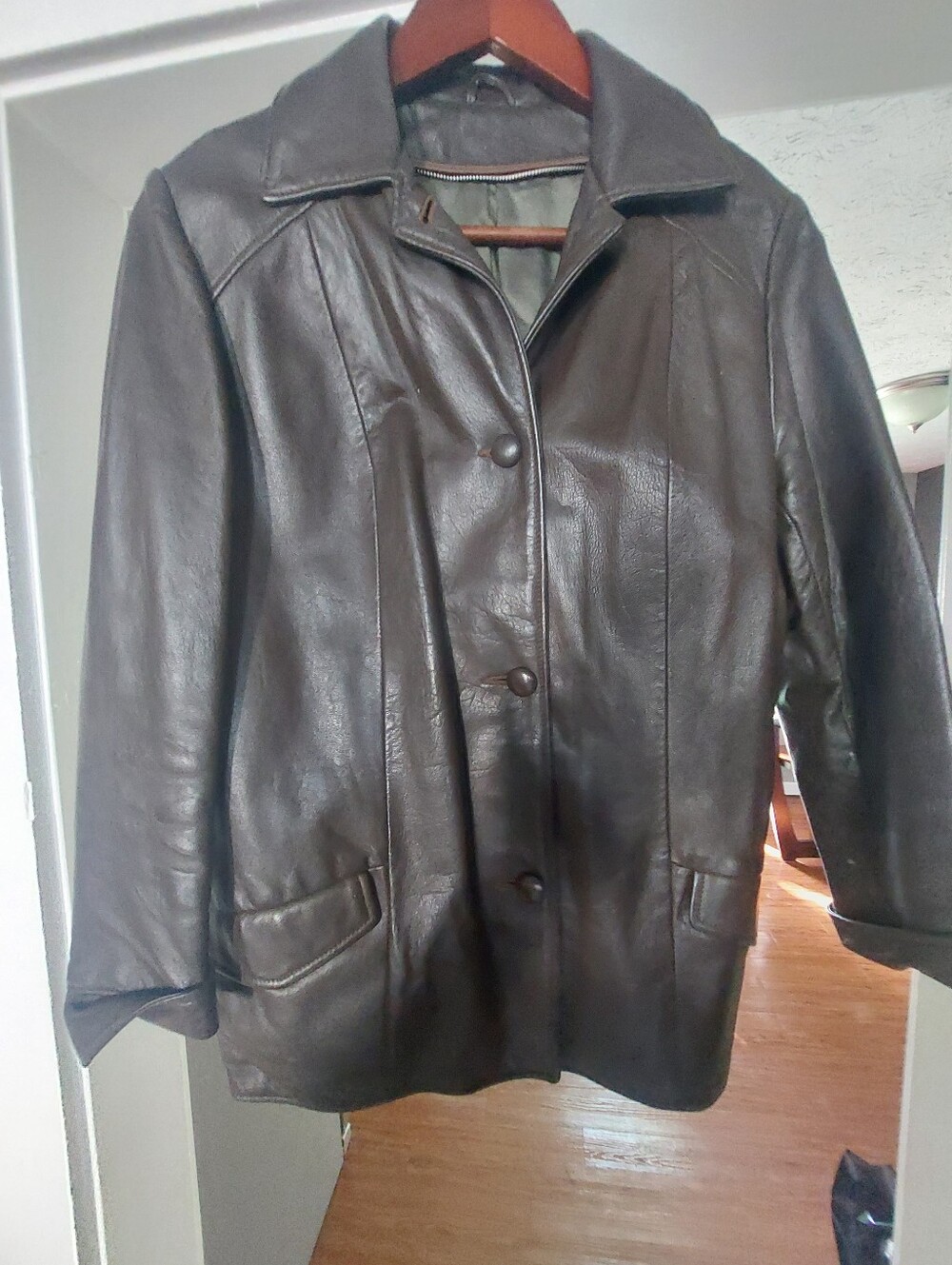 Classic Women's Dark Brown Leather Coat